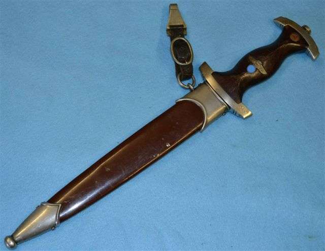 German WWII SA Dagger with belt clip. Original RZM M7/85