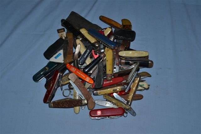 Collection of assorted pocket knives. 75 items. Various conditions.