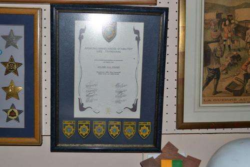 SAP Certificate of thanks to Col H.A. Wilken from the different units under his command.