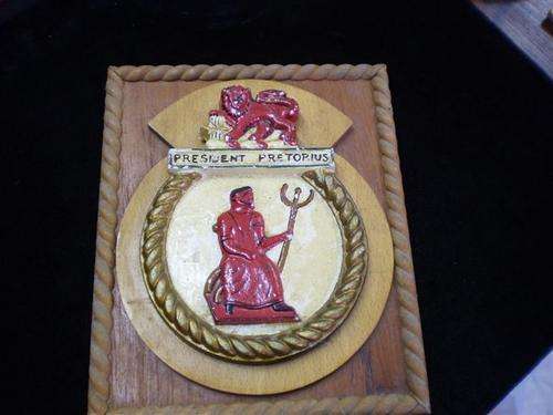 plaque for the naval vessel President Pretorius.