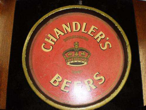 Advertising tray for Chandlerâs Beers 1887