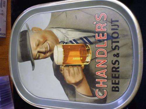 Advertising tray for Chandlerâs Beers and Stouts.