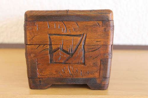 Antique carved wood jewelry box