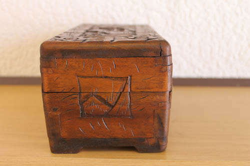 Antique carved wood jewelry box