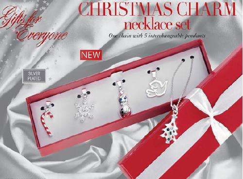 CHRISTMAS CHARM NECKLACE SET-WITH 5 INTERCHANGEABLE PENDENTS-PRODUCT OF AVON-CRAZY R1 AUCTION !