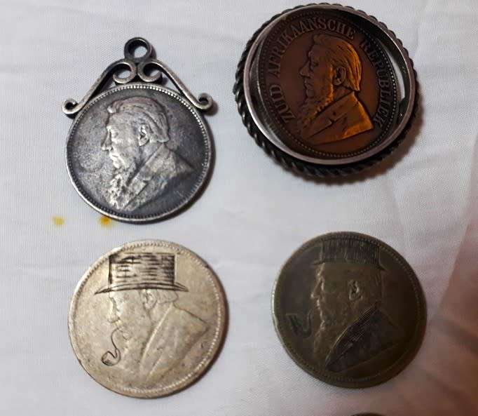 ## LOT OF 8 ASSORTED ZAR-TRENCH ART-BOER WAR-PAUL KRUGER SILVER SHILLINGS (lot 1of2)-grab n` bargain
