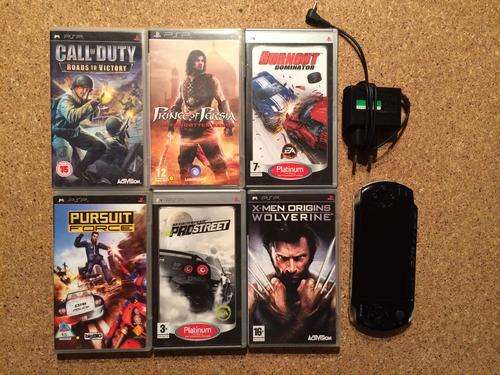 PSP console and 6 games