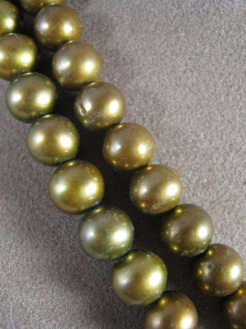 Double strand gold freshwater pearl necklace - 45 cm