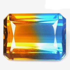 16.02 ct EMERALD cut GOLDEN & BLUE CITRINE