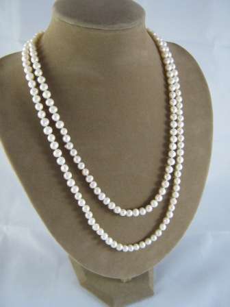 127 cm WHITE real freshwater 8 mm pearl necklace