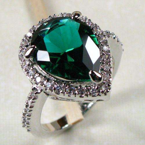 EMERALD QUARTZ 925 STERLING SILVER JEWELRY RING #6 R145