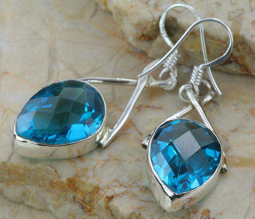 Blue Quartz and Sterling Silver Earrings