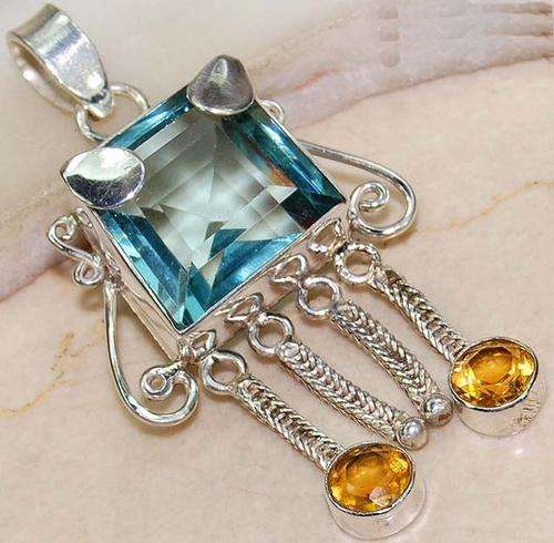 Blue Quartz 925 Sterling Silver Pendant