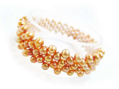 Real Golden Freshwater Pearl Stretch Bracelet