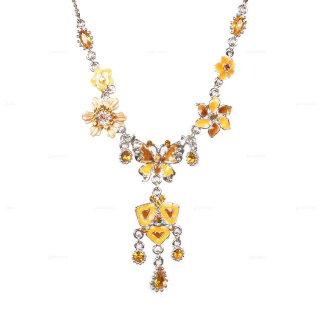 Yellow Butterfly Necklace with Swarovski Crystal