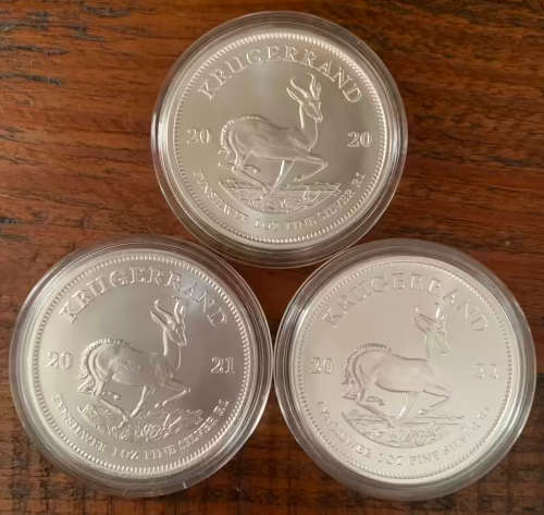 3 x Krugerrand 1oz Pure Fine Silver Bullion Coins in Capsule