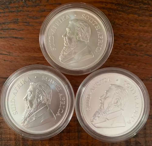 3 x Krugerrand 1oz Pure Fine Silver Bullion Coins in Capsule