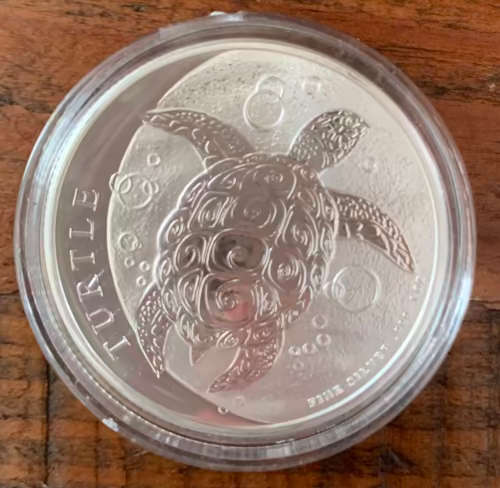 2021 Hawksbill Turtle 1oz Pure Fine Silver Bullion Coin in Capsule
