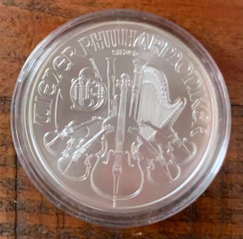 2022 Austrian Philharmonic 1oz Pure Fine Silver Bullion Coin in Capsule