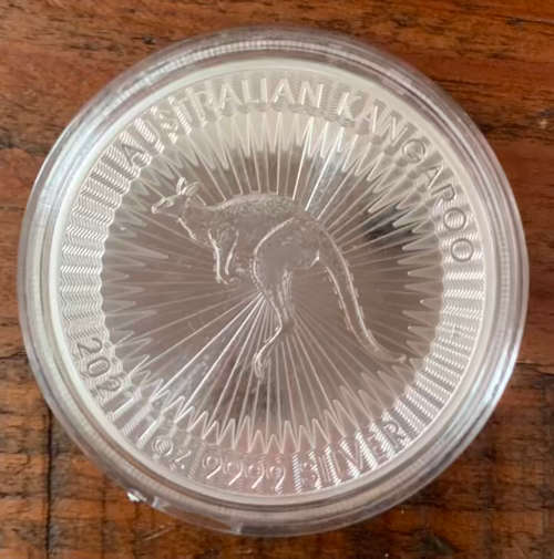 2x 2021 Australian Kangaroo 1oz Pure Fine Silver Bullion Coin in Capsule