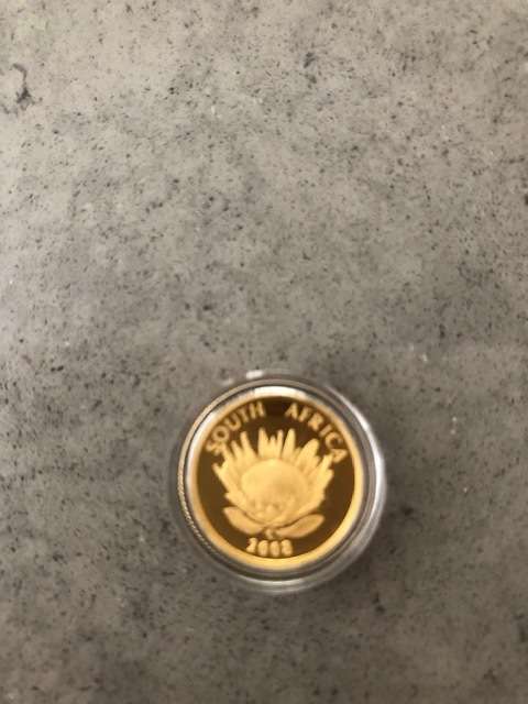 Gold Coin - Protea Series, 2008 Mahatma Gandhi, R5, 1/10oz Gold Coin