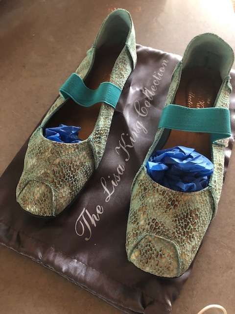 Lisa King Princess Loafers - Gold and Blue Snake