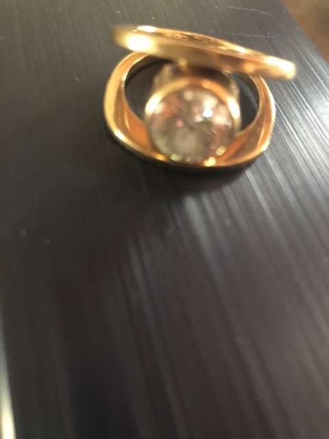 Gold Ring with 1 Large Cubic Zirkonia