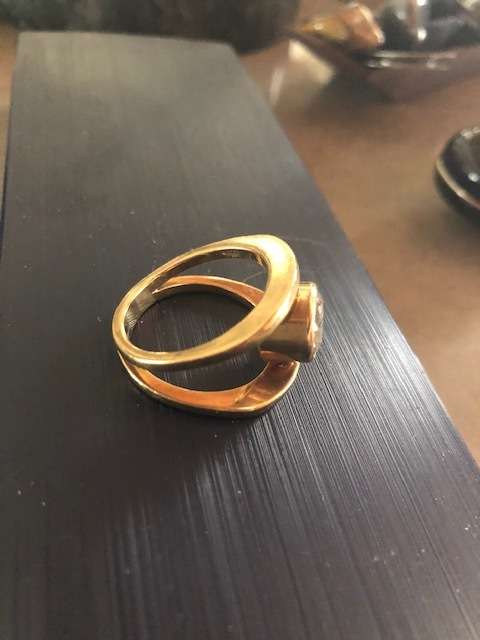 Gold Ring with 1 Large Cubic Zirkonia