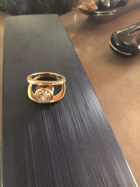 Gold Ring with 1 Large Cubic Zirkonia