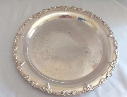 Stunning decorated Edwardian silver plate tray /salver