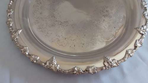 Stunning decorated Edwardian silver plate tray /salver