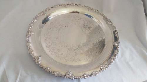 Stunning decorated Edwardian silver plate tray /salver