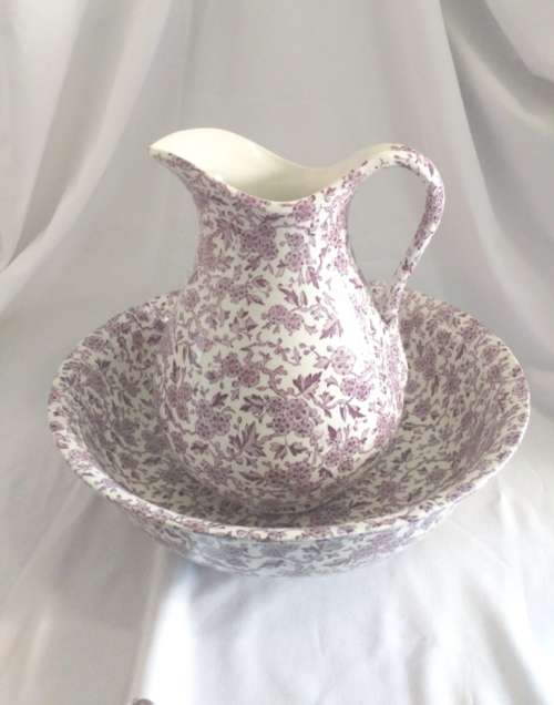Stunning Burleigh ware Arden washstand basin and jug set floral chintz c. 1962