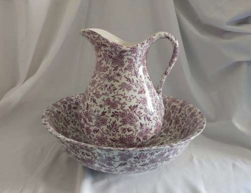Stunning Burleigh ware Arden washstand basin and jug set floral chintz c. 1962