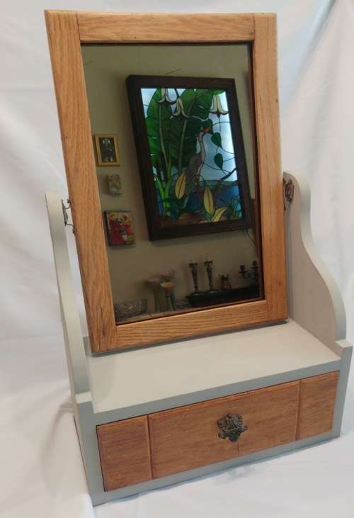 Vintage origional tabletop shaving mirror in the `French provincial style`