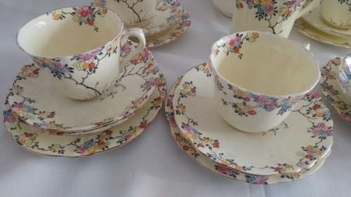 Flower power Crown Staffordshire Tea Trio