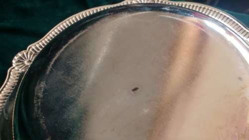 Stunning silver-plate hors douevres  serving dish with glass liner