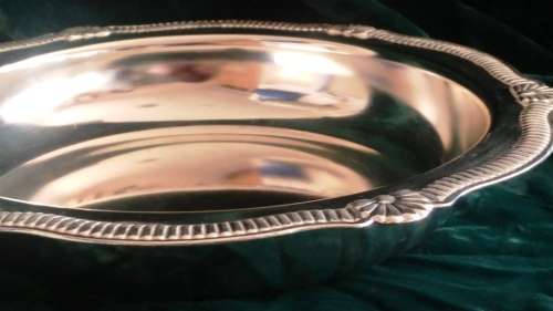 Stunning silver-plate hors douevres  serving dish with glass liner