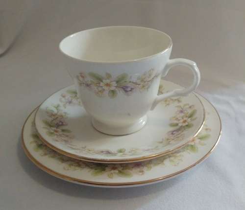 Beautiful Springtime flowers Crown Classic fine bone China Tea Trio