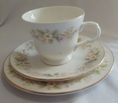 Beautiful Springtime flowers Crown Classic fine bone China Tea Trio