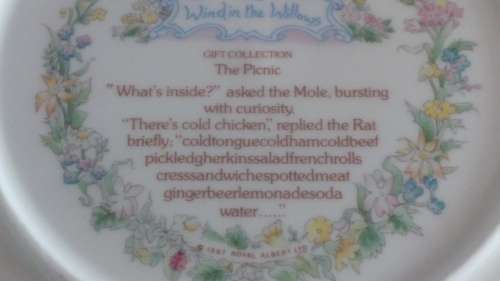 Royal albert Wind in the Willows plate picnic based on the famous book by Kenneth Grahame