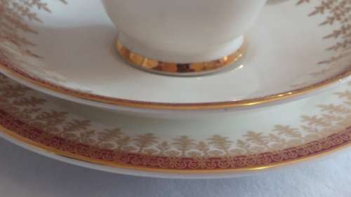 Elegant Royal Grafton Regal wine red and gold design fine bone China Tea Trio