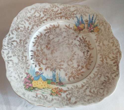 Beautiful and decorative Colclough Cake Plate Lady in the yellow dress