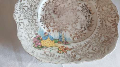 Beautiful and decorative Colclough Cake Plate Lady in the yellow dress