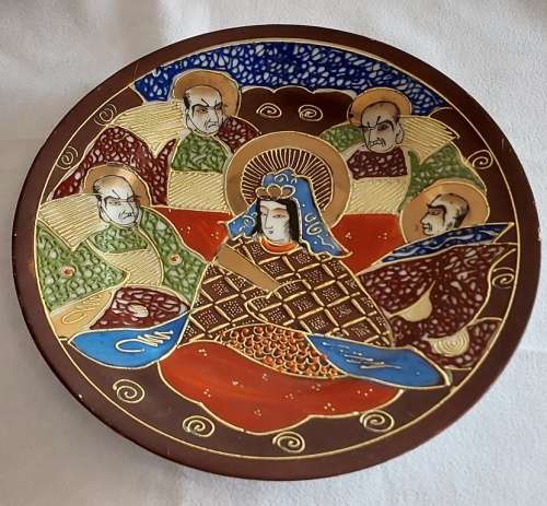 Satsuma Japanese stunning Moriage eggshell porcelain décor plate