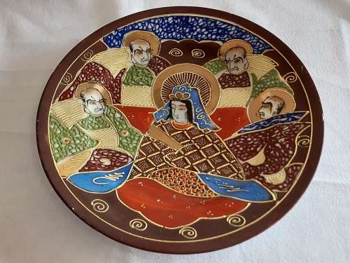 Satsuma Japanese stunning Moriage eggshell porcelain décor plate