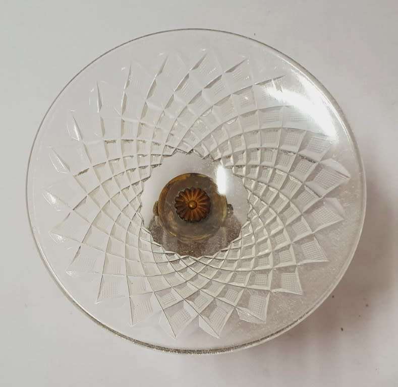 A French Lead Crystal Figural Dessert Comport with Gilt Metal Mounts Art Deco style