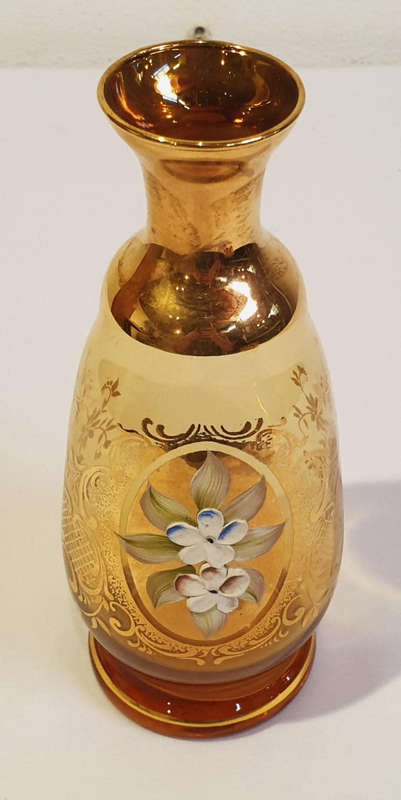 A stunning 6-piece Italian Amber Coloured Glass Cordial Set