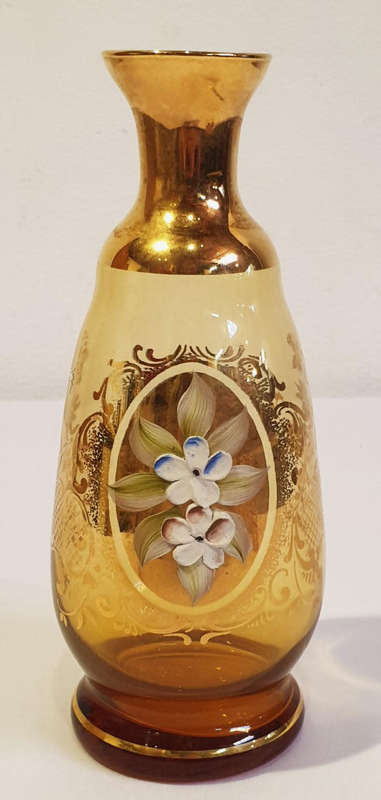 A stunning 6-piece Italian Amber Coloured Glass Cordial Set