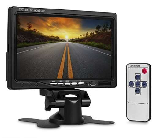 7" High Resolution Rotating Color LCD Display Monitor with Remote Control and Mounting Bracket